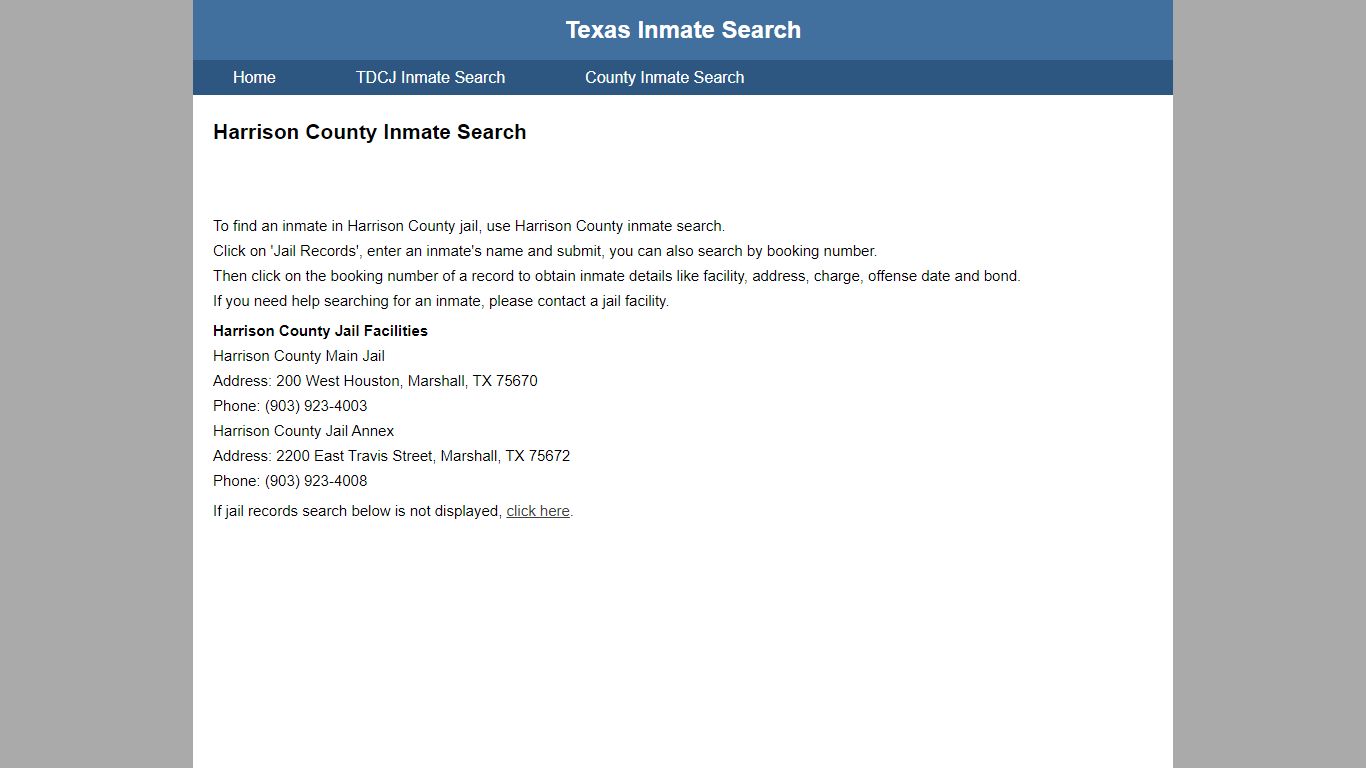 Harrison County Jail Inmate Search